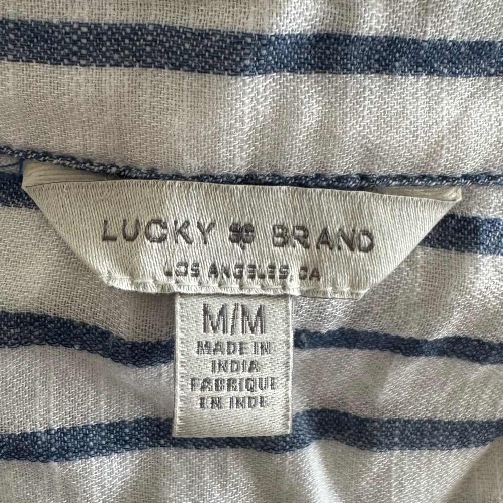 Lucky Brand Women's Shirt Button Up Blue White Striped Size M - Picture 9 of 9